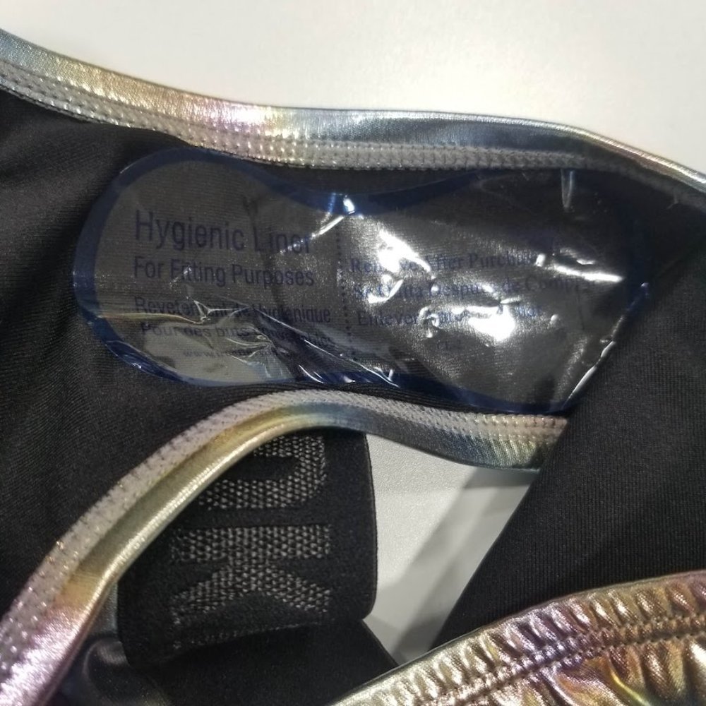 DKNY Metallic Holographic Logo Bikini Set Size Medium - Picture 7 of 9